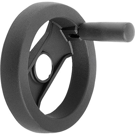 2-Spoke Handwheel, PA Plastic, Steel Bushing, Diameter D1= 346 Mm, Bore D2= 20 Mm, Folding Grip