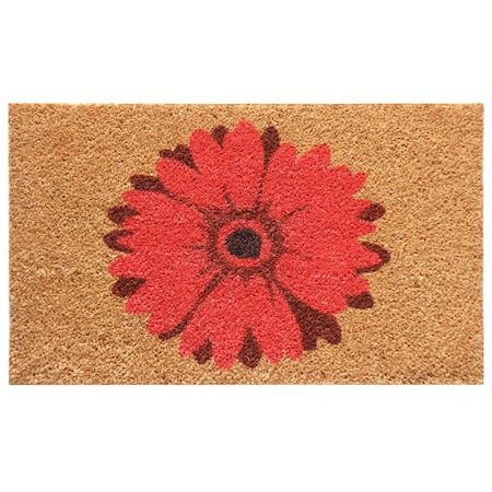 Red Daisy Flower Door Mat, 18 X 30