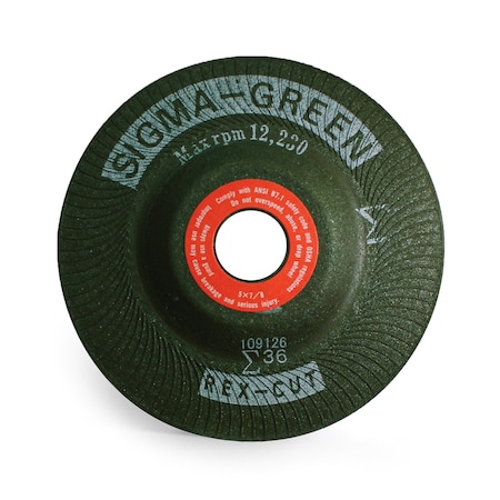 Sigma Green Grinding Wheel,5 X 7/8,36 Grit