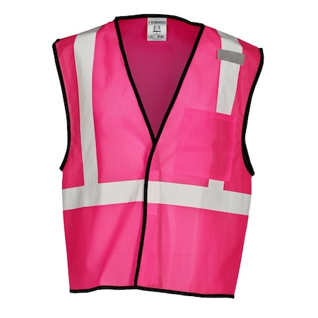 Hi-Viz Vest,Multi-Pocket,Pink,S-M