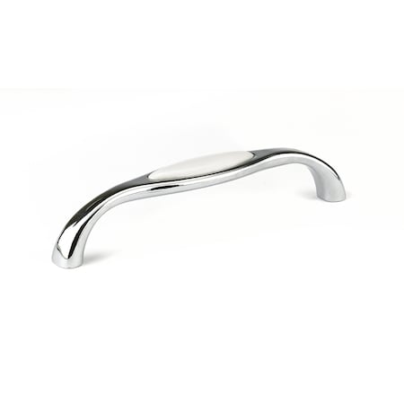 5 1/16 In (128 Mm) Center-to-Center Chrome, White Traditional Drawer Pull