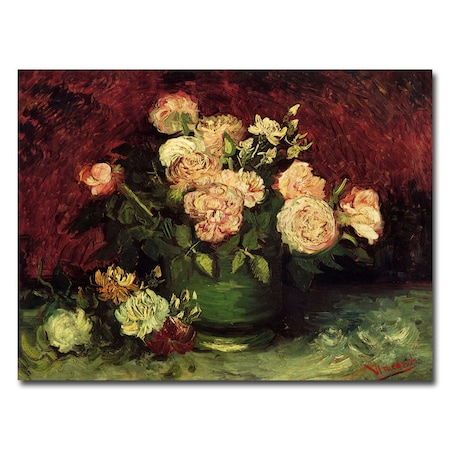 Peonies and Roses Artwork by Vincent van Gogh, 26 by 32-Inch Canvas Wall Art