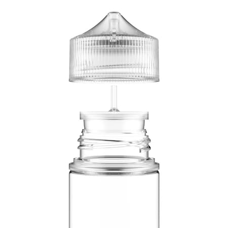 120 Ml Pet Cylinder Clear, Round, Special, Nozzle, Natural Crc/Te Cap With Breakaway Band