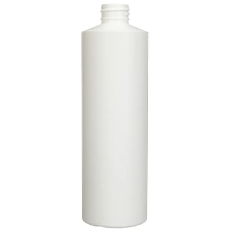 16 Oz White HDPE Plastic Cylinder Round Bottle- 28-410 Neck Finish