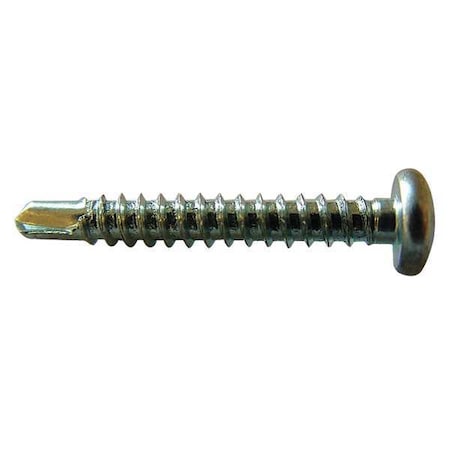 Self-Drilling Screw, #8 X 1-1/4 In, Zinc Plated Steel Pan Head Phillips Drive, 100 PK