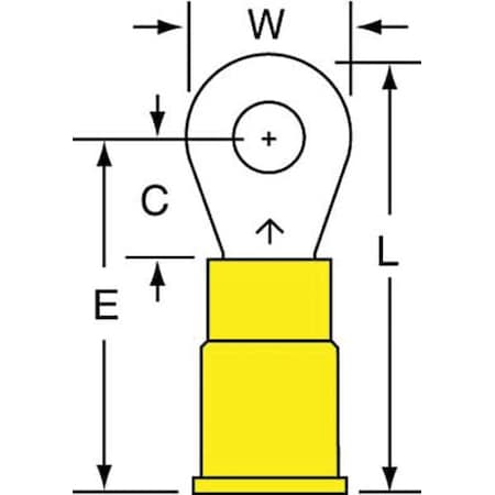 12-10 AWG Vinyl Ring Terminal #8 Stud PK500