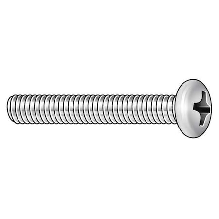 #2-56 X 1/4 In Phillips Round Machine Screw, Zinc Plated Steel, 100 PK