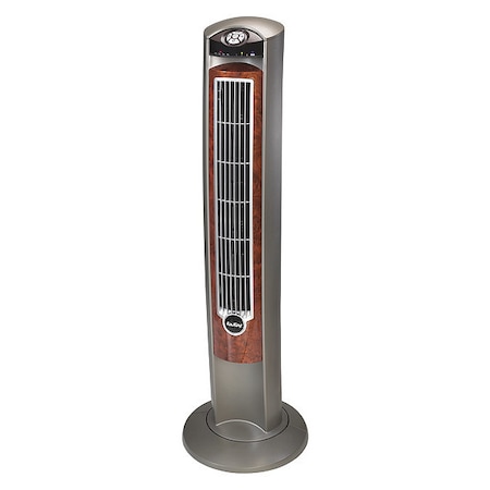 3-1/2 Tower Fan, Oscillating, 3 Speeds, 120VAC, Gray, Remote Control
