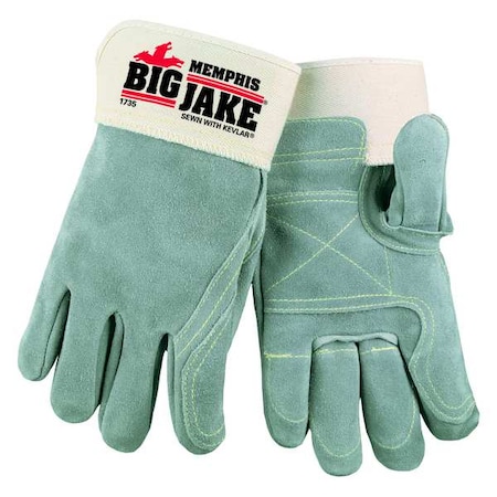 Leather Gloves,Safety Cuff,L,Gray,PR