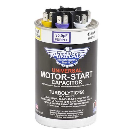 Motor Start Capacitor,23-302 MFD,Round