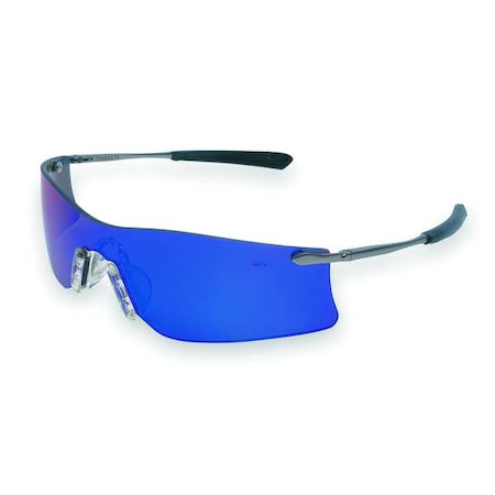 Safety Glasses, Wraparound Emerald Mirror Polycarbonate Lens, Scratch-Resistant