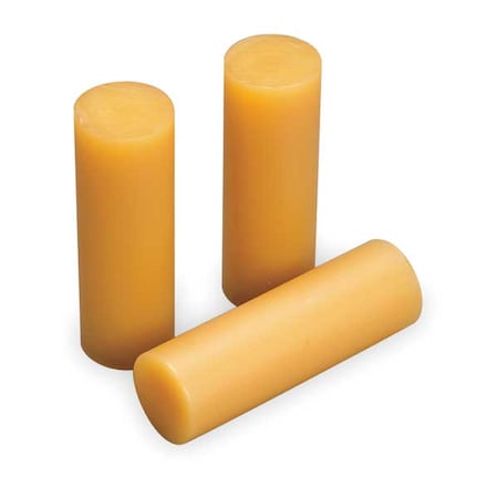 Hot Melt Adhesive, Tan, 1 In Diameter, 3 In Length, 35 Sec Begins To Harden