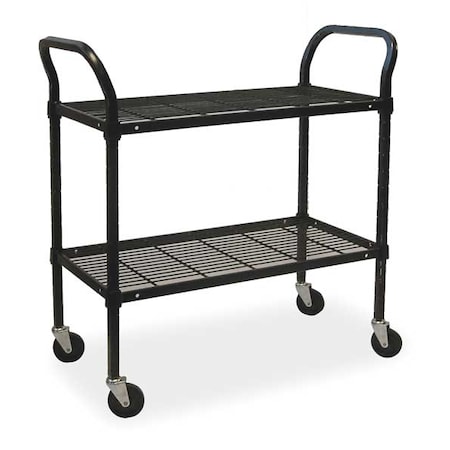 Wire Cart,2 Shelf,60x24x39,Black