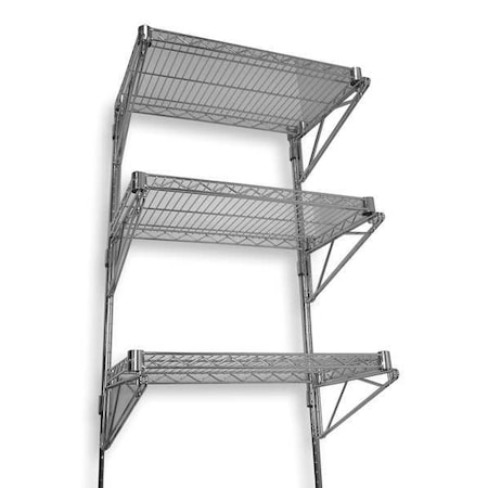 Steel Wire Wall Shelving, 14D X 60W X 54H, Chrome