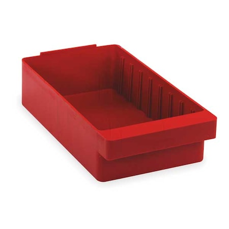 Drawer Storage Bin, Red, High Impact Polystyrene, 8 3/8 In W X 4 5/8 In H, 25 Lb Load Capacity