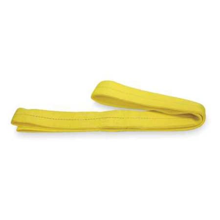 Web Sling, Flat Eye And Eye - Type 3, 10 Ft L, 1 In W, Polyester, Yellow