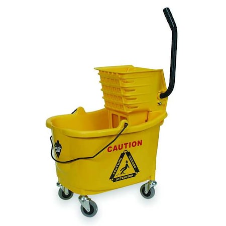 8 3/4 Gal Tough Guy Side Press Mop Bucket And Wringer, Yellow, Polypropylene