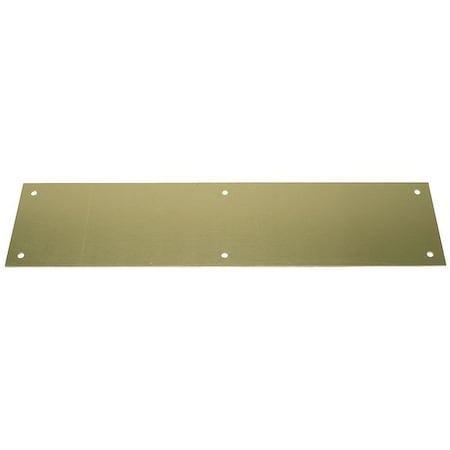 Door Push Plate, Brass, 12L X 3W, 0.125 Proj.