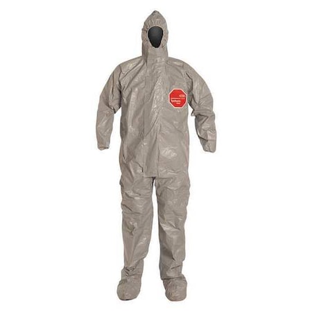 Hooded Chemical Resistant Coveralls, Gray, Zipper