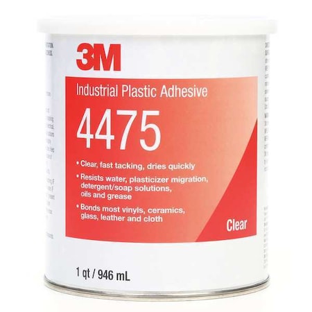 Plastic Adhesive, 4475 Series, Clear, 1 Qt, Can