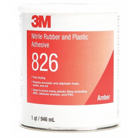 Plastic Adhesive, 826 Series, Amber, 32 Oz, Can