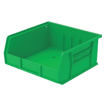 Hang & Stack Storage Bin, Green, Plastic, 10 7/8 In L X 11 In W X 5 In H, 50 Lb Load Capacity