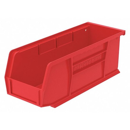 Hang & Stack Storage Bin, Red, Plastic, 10 7/8 In L X 4 1/8 In W X 4 In H, 30 Lb Load Capacity