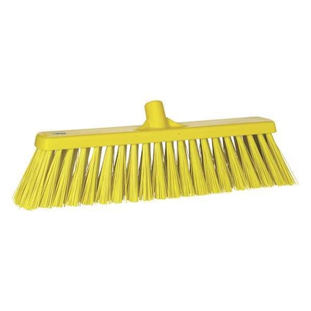 2 1/2 X 19 In Sweep Face Broom Head, Stiff, Synthetic, Yellow