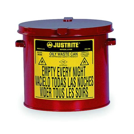 Countertop Oily Waste Can,2 Gal.,Red