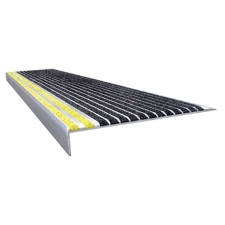Stair Tread,Blk/Ylw,48in W,Extruded Alum, 511BY4