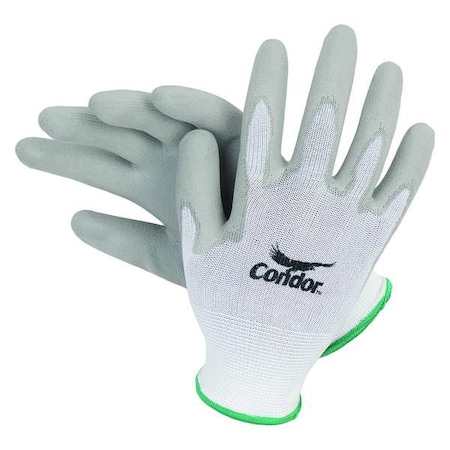 Polyurethane Coated Gloves, Palm Coverage, White, 2XL, PR