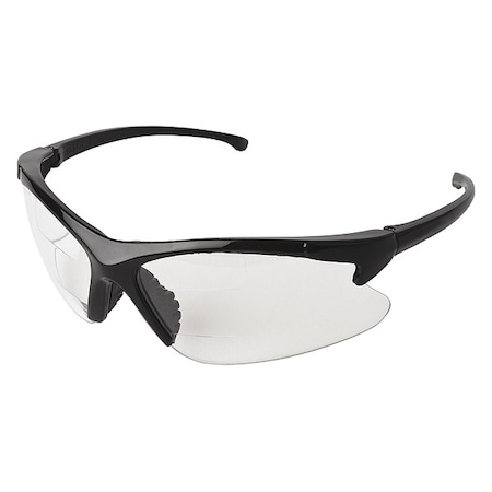 V60 30-06 Dual Readers Safety Glasses, Clear Lenses, +2.0 Diopters, Black Frame, Unisex, 1 Pair