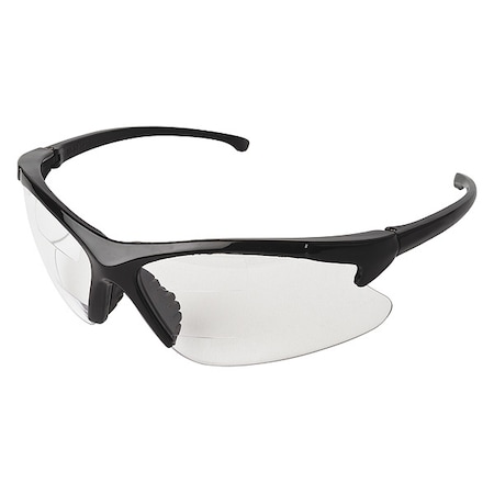 V60 30-06 Dual Readers Safety Glasses, Clear Lenses, +1.5 Diopters, Black Frame, Unisex, 1 Pair