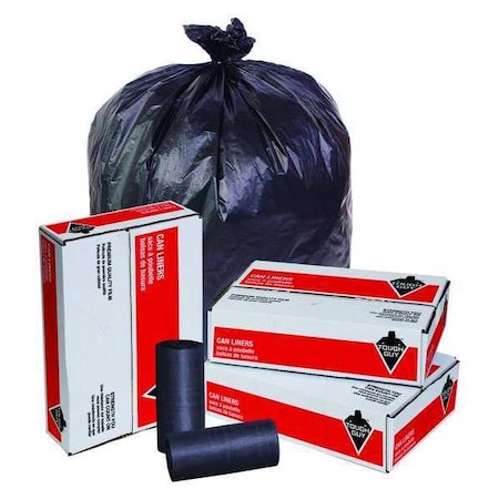 Trash Bags, 56 Gal, 43 In W, 48 In H, 22 Micron Thick, Extra Heavy Strength, Black, 150 Pack