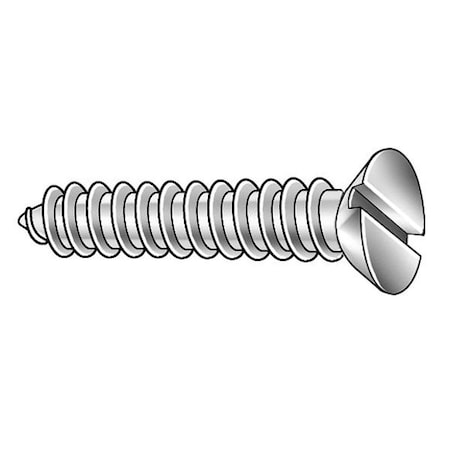 Sheet Metal Screw, #8 X 1/2 In, Plain Stainless Steel Flat Head Slotted Drive, 100 PK