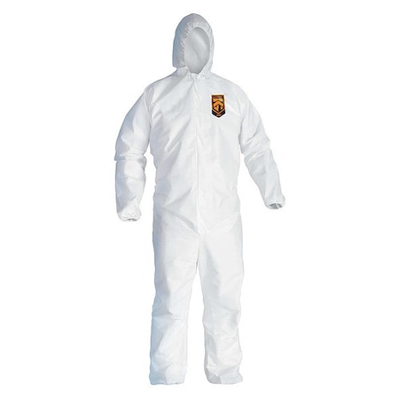 Hooded Disposable Coveralls, 25 PK, White, KleenGuard A40, Zipper