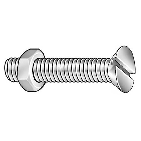 3/16-24 X 1-1/2 In Slotted Flat Machine Screw, Zinc Plated Steel, 100 PK