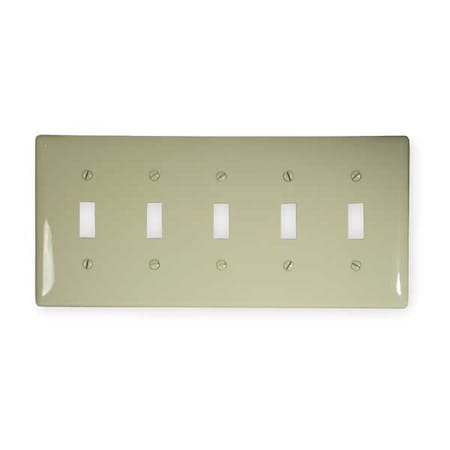 Toggle Switch Wall Plates And Box Cover, Number Of Gangs: 5 Nylon, Smooth Finish, Ivory