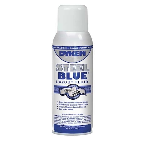 Dykem Steel Blue, Layout Fluid, Aerosol Can, 12 Oz