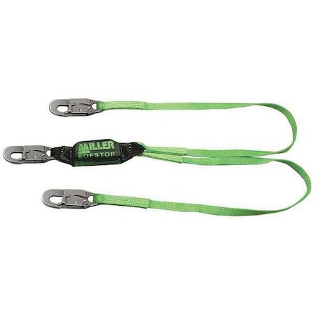 Shock Absorbing Lanyard, 3 Ft., 310 Lb. Weight Capacity, Green