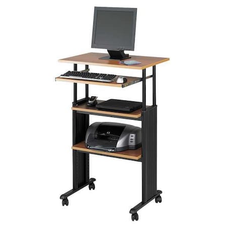 Adjustable Desk, Yes H, Medium Oak, Steel/Compressed Wood