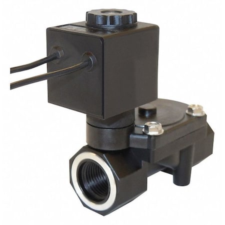 24VAC Glass-Filled Nylon Solenoid Valve, Normally Closed, 1/2 In Pipe Size