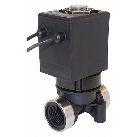24V AC Glass-Filled Nylon Solenoid Valve, Normally Closed, 1/4 In Pipe Size