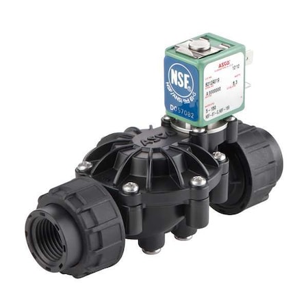 24V DC Polymide, Polyphenylene Ether Solenoid Valve, Normally Closed, 1/2 In Pipe Size