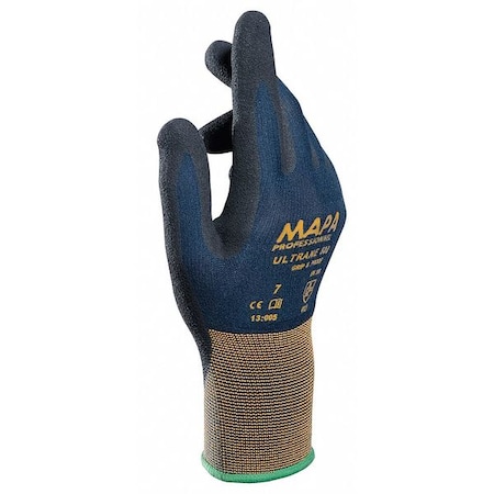 Nitrile Coated Gloves, Palm Coverage, Black/Blue, 11, PR
