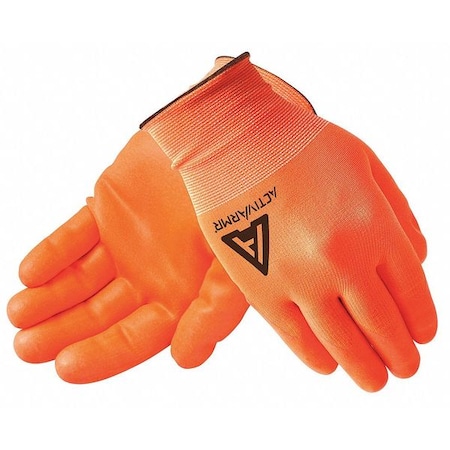 Nitrile H-Vis Coated Gloves, Palm Coverage, Orange, 7, PR
