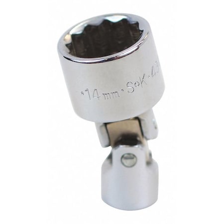 1/4 In Drive, 14mm 12 Pt Metric Socket, 12 Points