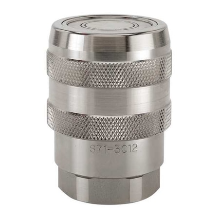 Hydraulic Quick Connect Hose Coupling, 316 Stainless Steel Body, Push-to-Connect Lock, 71 Series