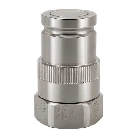 Hydraulic Quick Connect Hose Coupling, 316 Stainless Steel Body, Ball Lock, 9/16-18 Thread Size