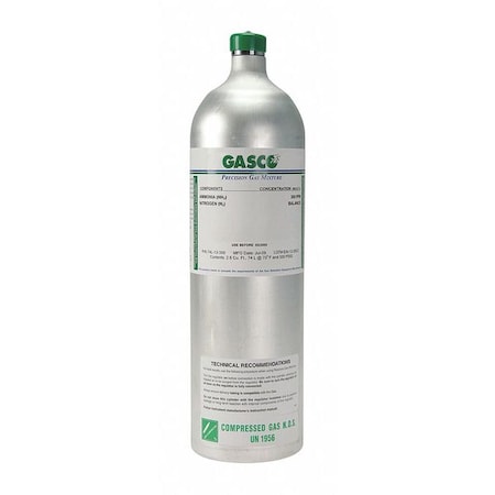 Calibration Gas, Carbon Monoxide, Hydrogen Sulfide, Nitrogen, Oxygen, Pentane, 74 L, +/-5% Accuracy